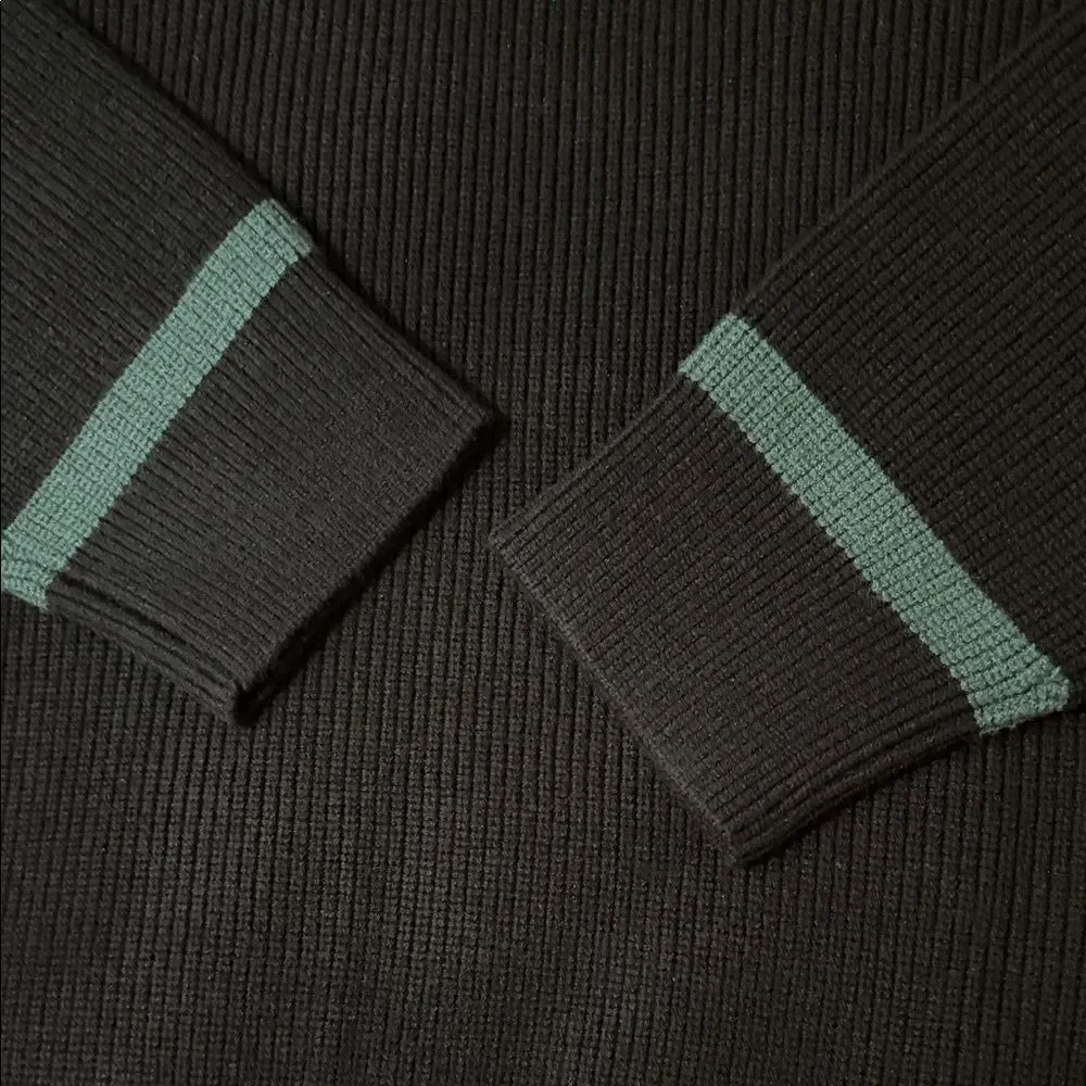 Black Scale Black V-Neck Sweater with Yellow Trim